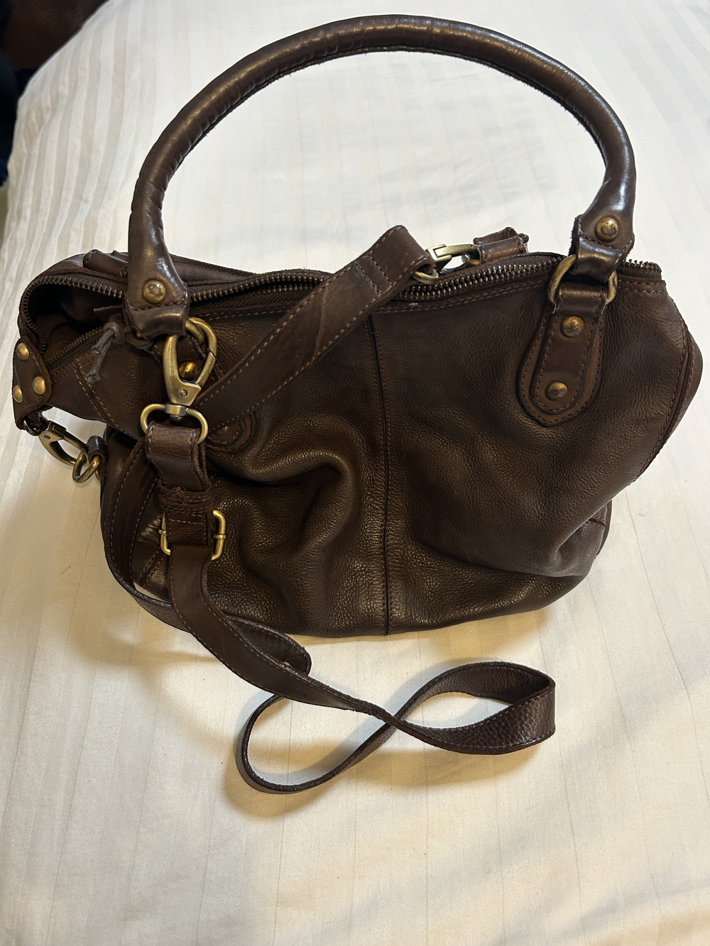 Valentina Brown Leather Satchel Handbag